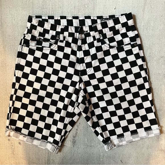 Empyre Black and White Checkered Denim Shorts. - Picture 1 of 3